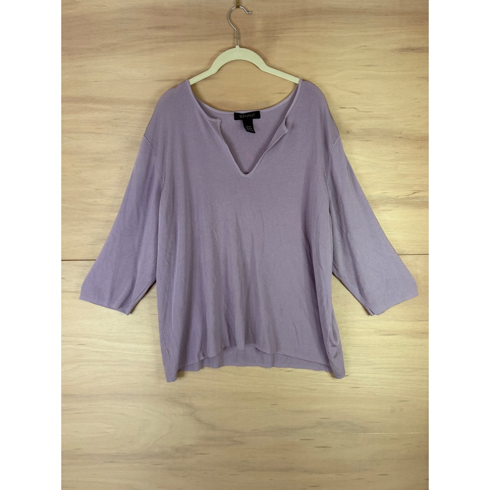 Lane Bryant Lavender Purple Knit Sweater V-Neck 3/4 Sleeve Plus Size 26/28